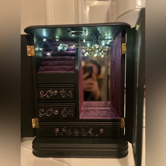 Black Jewelry Box with Purple Interior - Picture 3 of 8